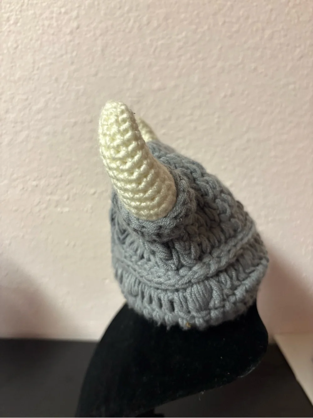 Handmade Baby Viking Horn Crochet Beanie Gray Costume Hat NWOT